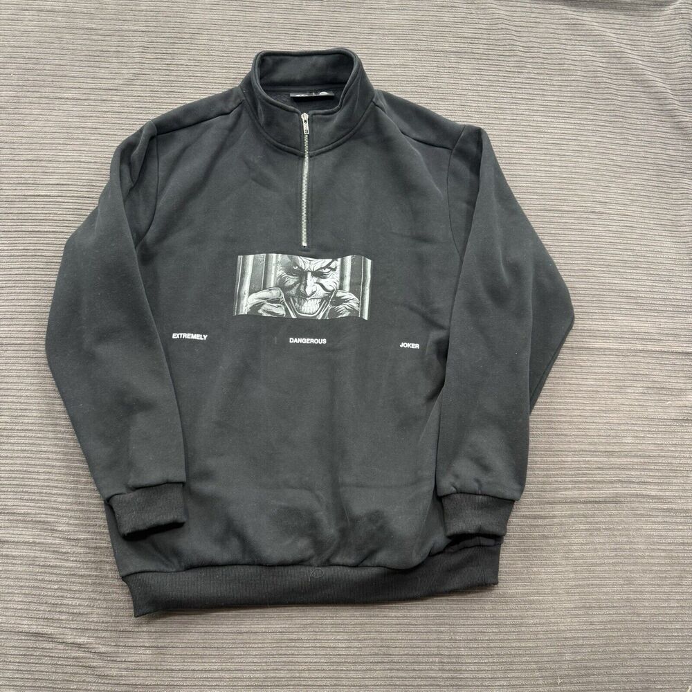 Joker Arkham Asylum Sweatshirt Men XL Cotton 1/4 Zip Long Sleeve Walking.